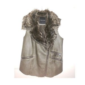 Maurices Leather Faux Fur Vest